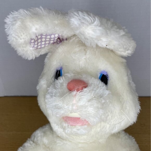 Vtg Dakin White Plush Bunny Rabbit Stuffed Animal Lavender Ears Paws 1983 Easter - Picture 2 of 9